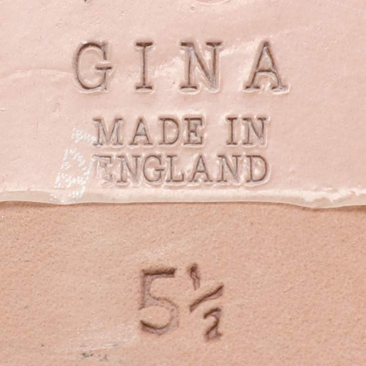 Pre Owned Gina Pink Crystal Embellished Leather Flat Slides Size 37