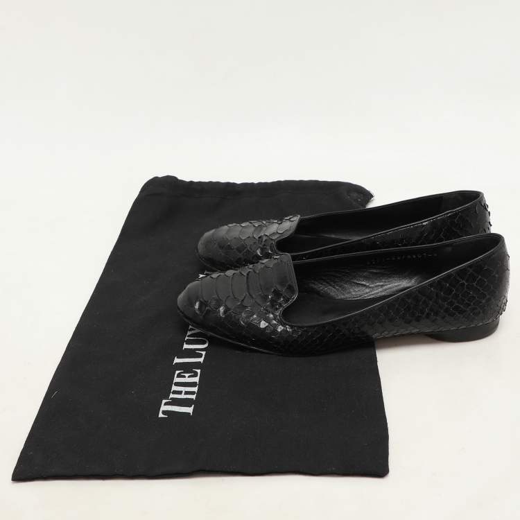 Pre Owned Gina Black Python Ballet Flats Size 37