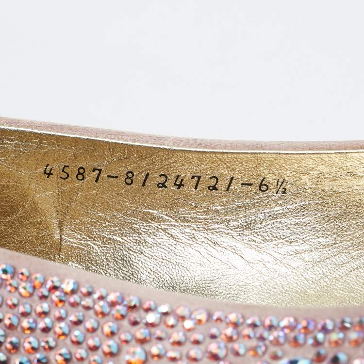Pre Owned Gina Purple Satin Crystal Embellished Ballet Flats Size 39.5