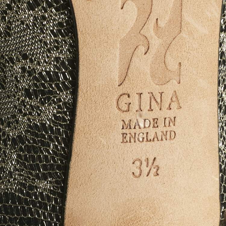 Pre Owned Gina Black/Gold Lace  Crystals Embellished Pumps Size 36.5