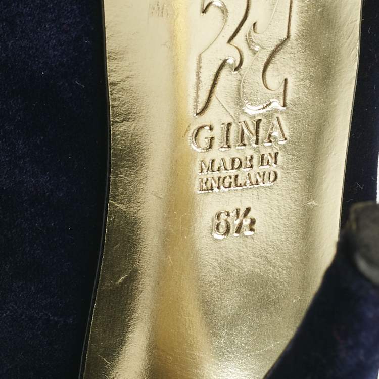 Pre Owned Gina Purple Velvet Claire Platform Pumps Size 39.5