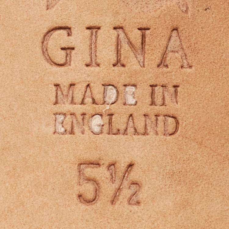 Pre Owned Gina Crystal Embellished Size 38.5 White Patent Leather Slide Sandals