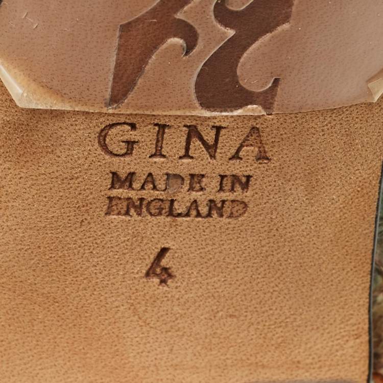 Pre Owned Gina Wynne Jungle Size 37 Multicolor Python Leather Pumps