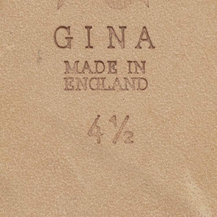 مملوكة مسبقًا Gina Size 37.5 White/Pink Leather Crystal Embellished  Flat Sandals