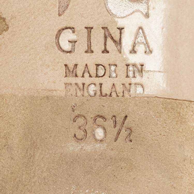 Pre Owned Gina Size 36.5 Silver Leather Crystal Embellished Slide Sandals