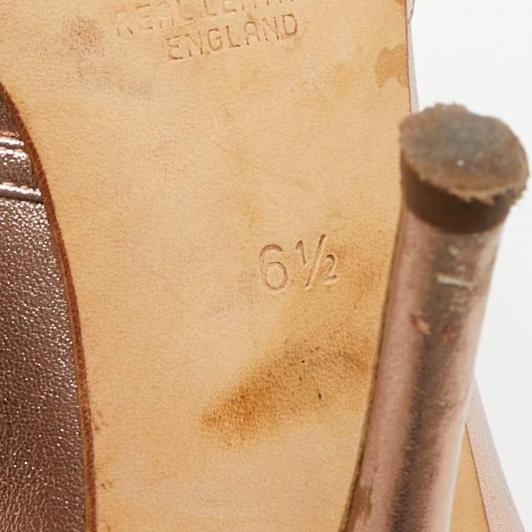 Pre Owned Gina Size 39.5 Metallic Leather Peep Toe Pumps