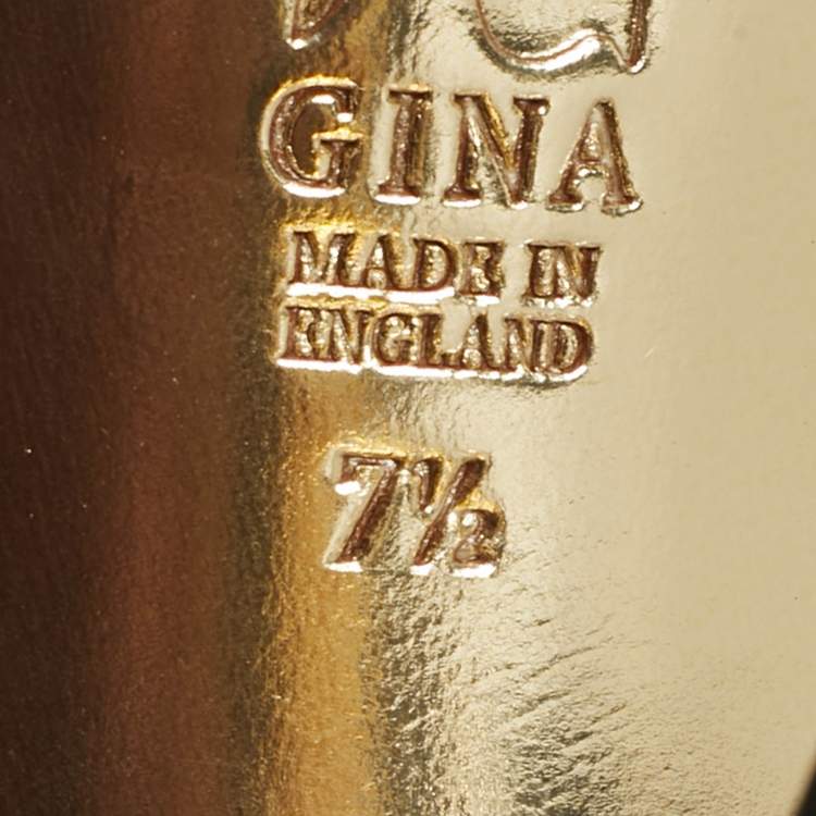 مملوكة مسبقًا Gina Size 40.5 Black Python Leather Platform Peep Toe Pumps