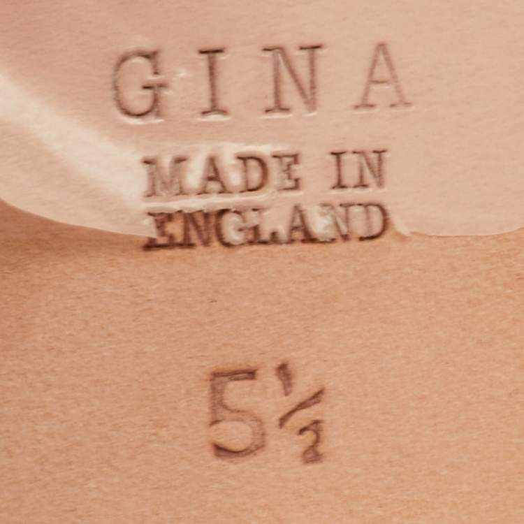 Pre Owned Gina Size 38.5 Metallic Leather Crystal Embellished Slide Sandals