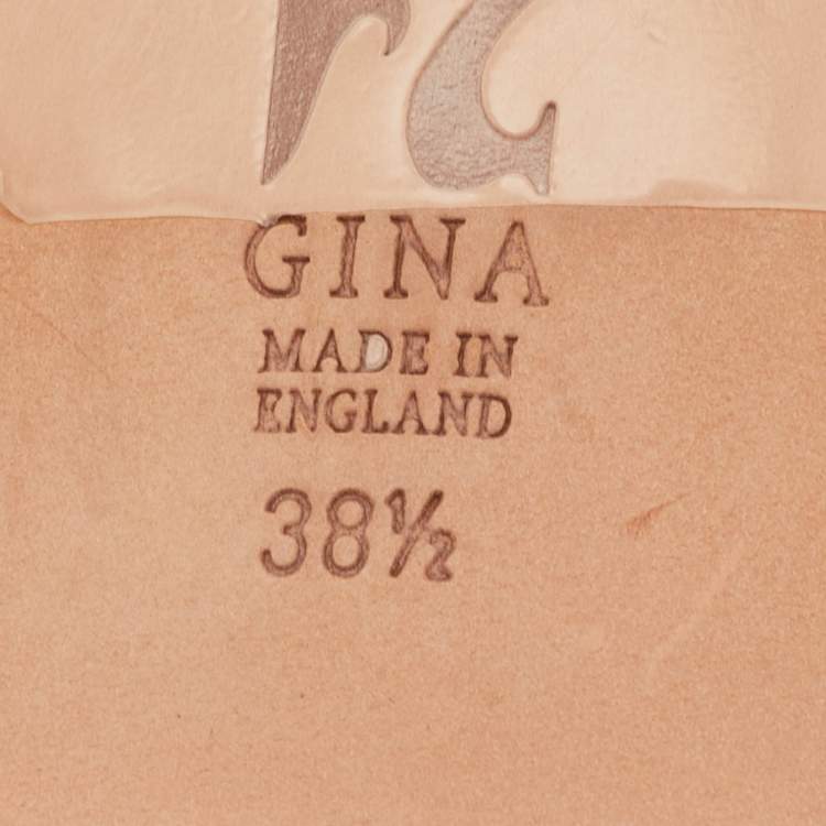 Pre Owned Gina Size 38.5 Black Satin Strappy Embellished Flat Sandals