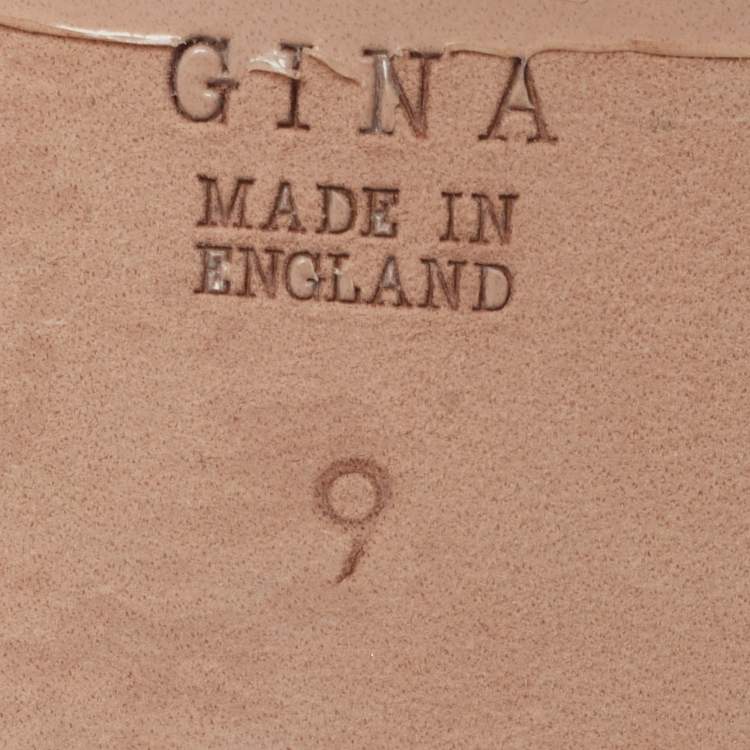 Pre Owned Gina Rodeo Size 42 Blue Croc Embossed Leather Slide Sandals