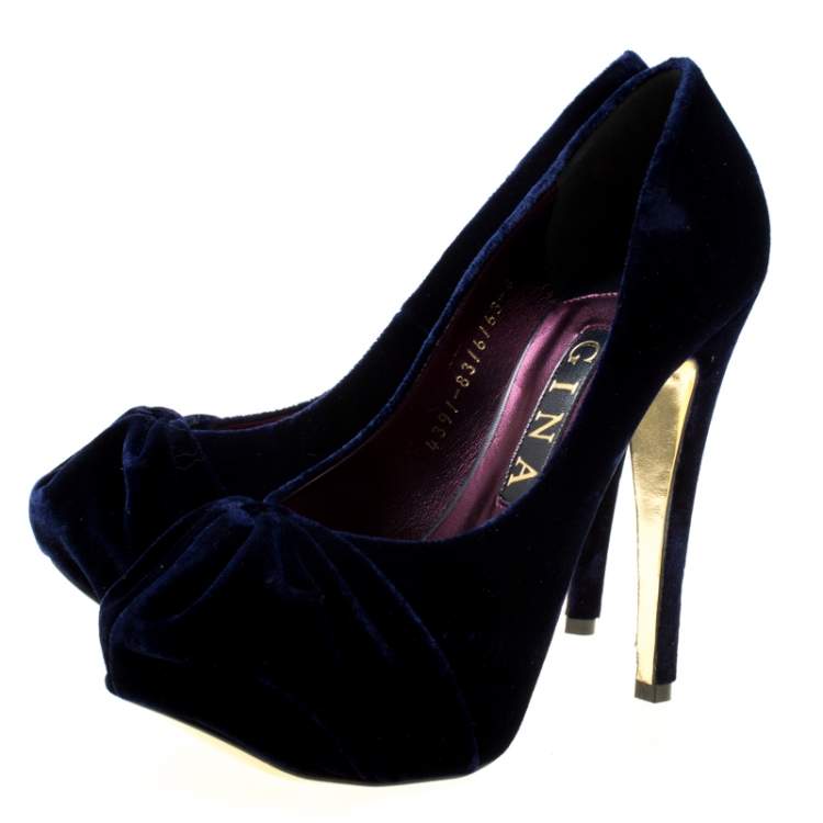 blue velvet platform shoes