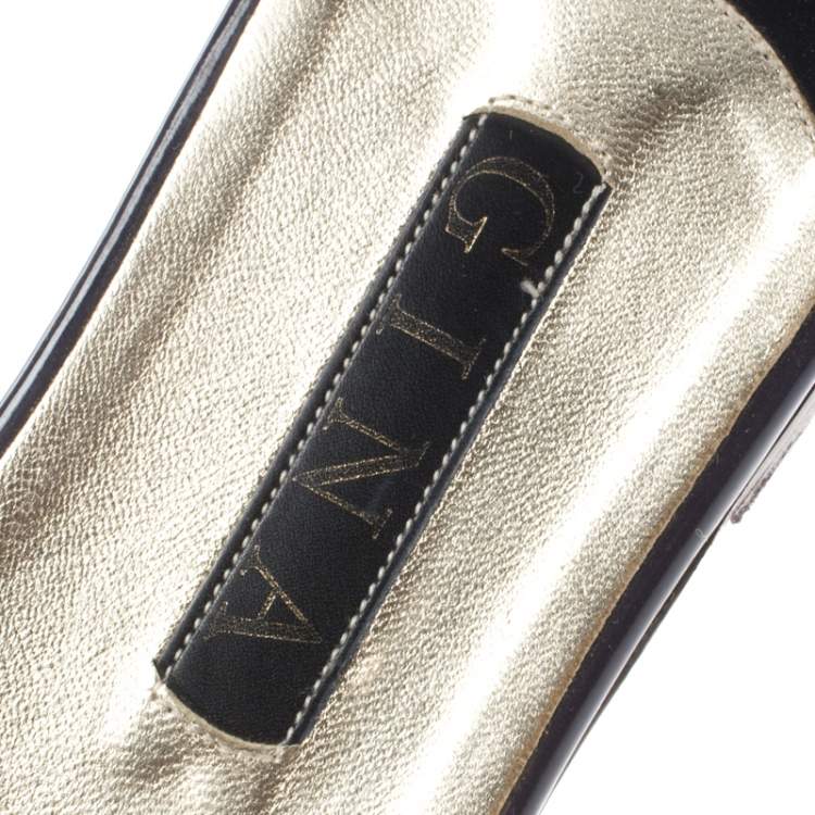 Pre Owned Gina Metallic Pink Crystal Embellished Leather Thong Sandals Size 41