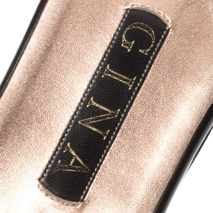 Pre Owned Gina Metallic Rose Gold Crystal Embellished Thong Flat Slides Size 41