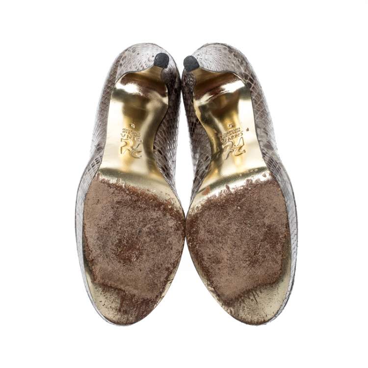 Pre Owned Gina Brown Python Platform Pumps Size 38