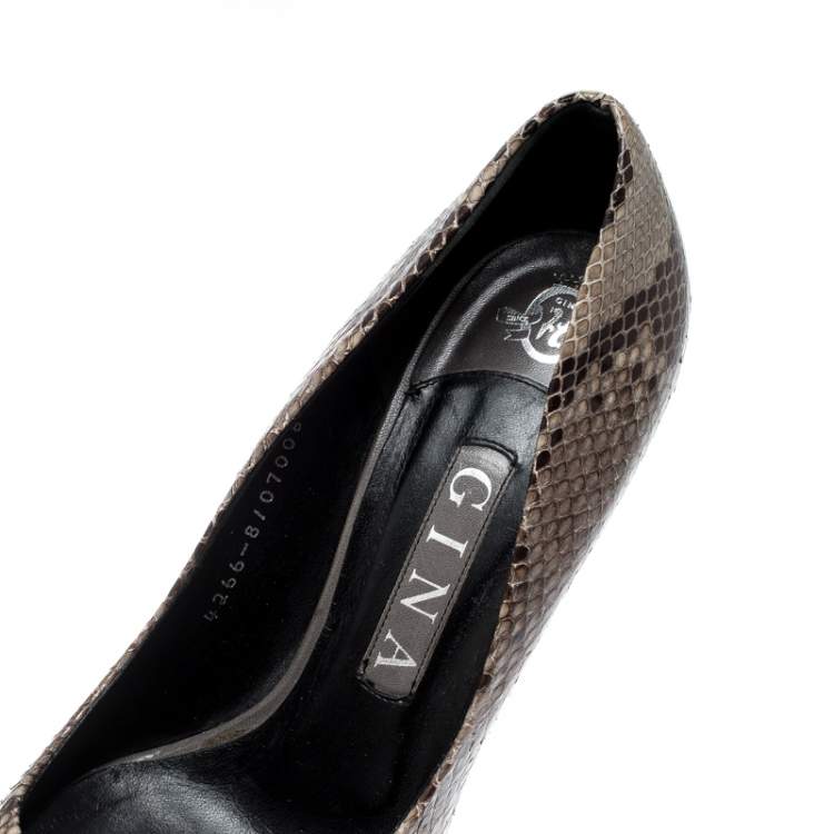 Pre Owned Gina Brown Python Platform Pumps Size 38