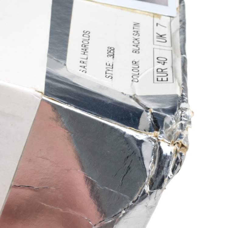 Pre Owned Gina Black Satin Crystal Embellished Thong Sandals Size 38