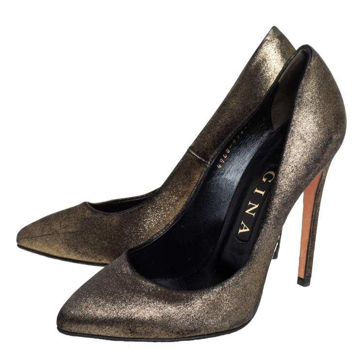 Pre Owned Gina Metallic Bronze Nubuck Pumps Size 39