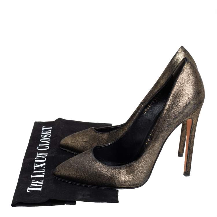 Pre Owned Gina Metallic Bronze Nubuck Pumps Size 39