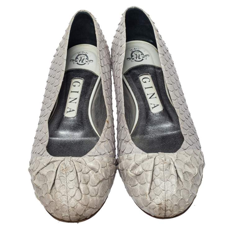 Pre Owned Gina Grey Python Leather Ballet Elle Flats Size 38.5