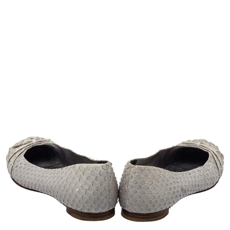 Pre Owned Gina Grey Python Leather Ballet Elle Flats Size 38.5