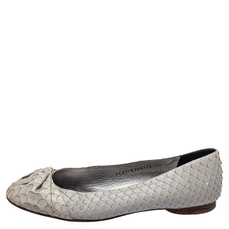 Pre Owned Gina Grey Python Leather Ballet Elle Flats Size 38.5