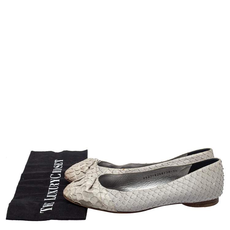 Pre Owned Gina Grey Python Leather Ballet Elle Flats Size 38.5