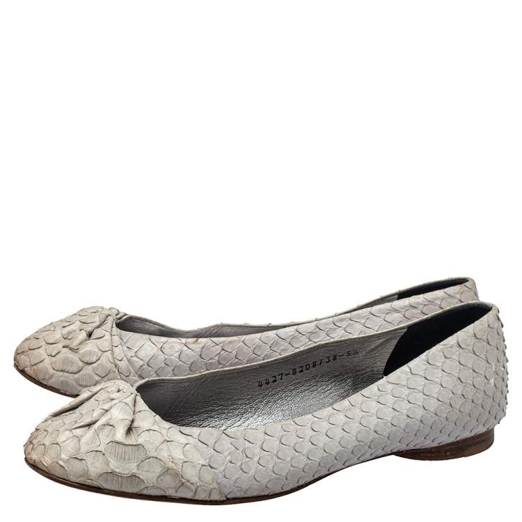 Pre Owned Gina Grey Python Leather Ballet Elle Flats Size 38.5