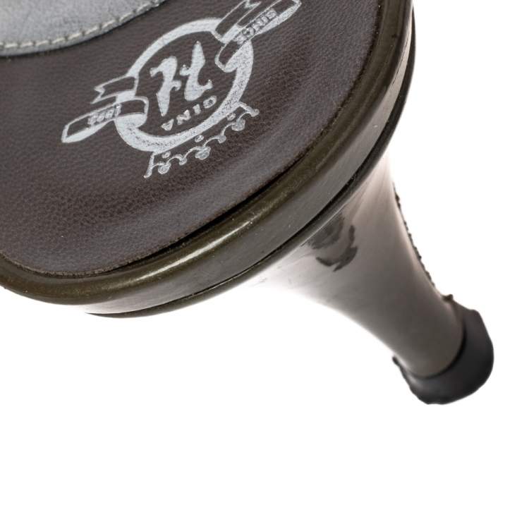 Pre Owned Gina Green Patent Leather Crystal Embellished Slingback Sandals Size 37