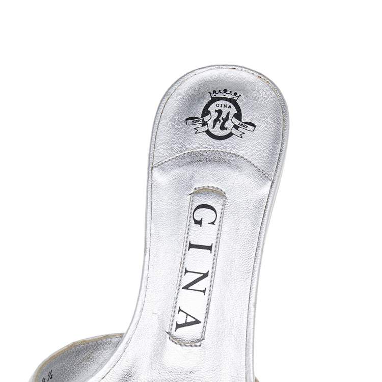مملوكة مسبقًا Gina Silver Leather Crystal Embellished Sandals Size 37.5