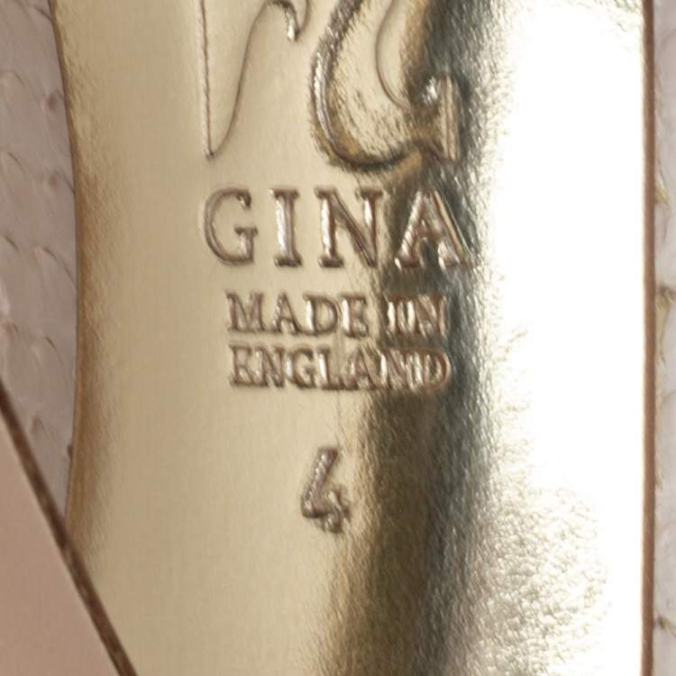 Pre Owned Gina Beige Python Leather Blake Slingback Sandals Size 37