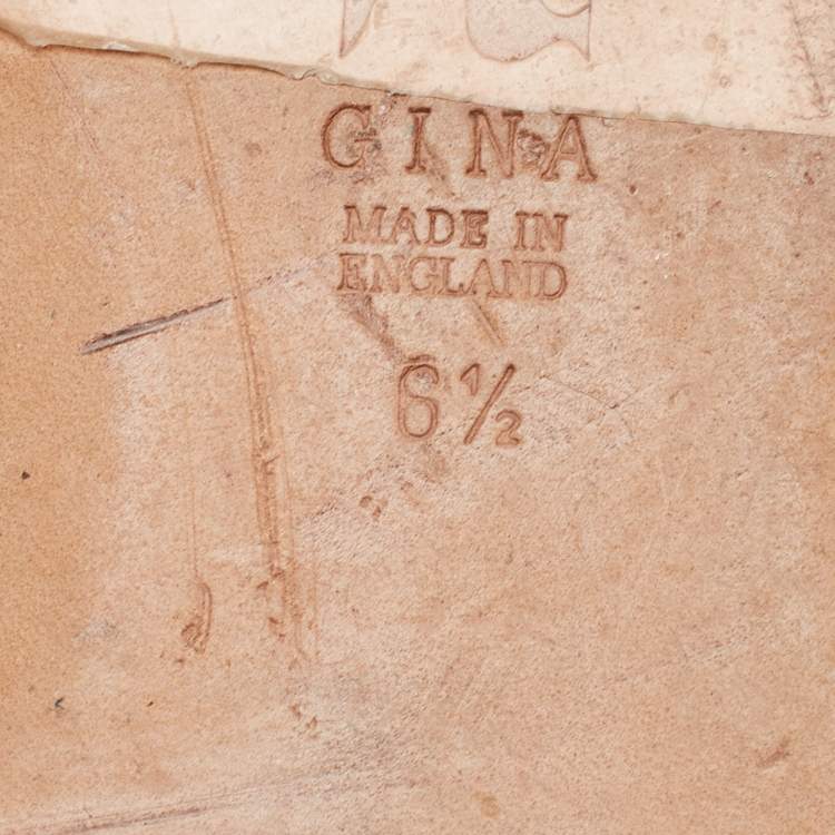 Pre Owned Gina Yellow Patent  Crystal Embellished  Flat Sandals  Size 39.5