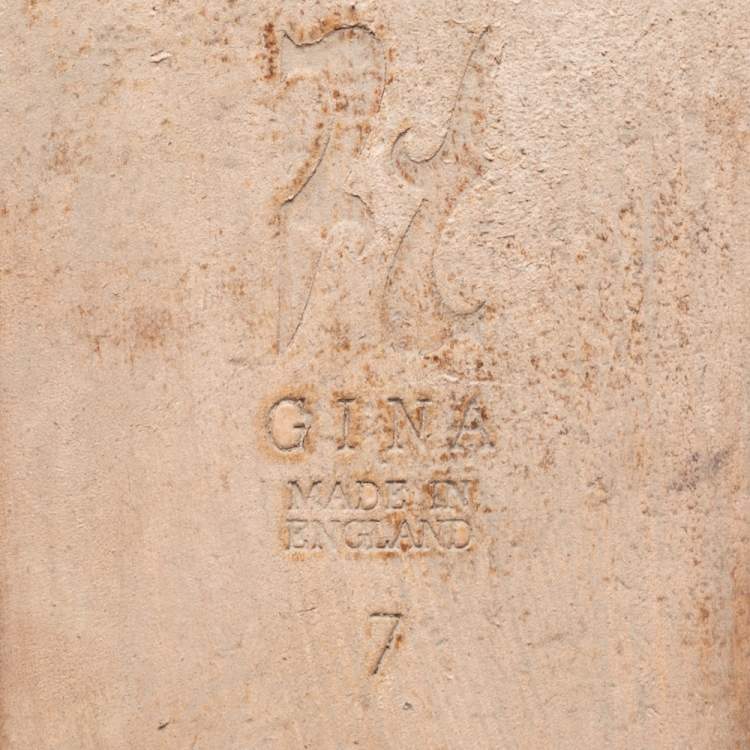 Pre Owned Gina Orange Leather Crystal Embellished Flat Sandals Size 40