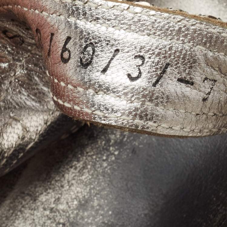 Pre Owned Gina Beige/Brown Python Leather Crystal Embellished Wedge Platform Ankle-Strap Sandals Size 40