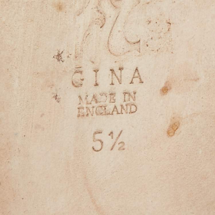 Pre Owned Gina Metallic Purple Patent Leather Crystal Embellished Flats Size 38.5