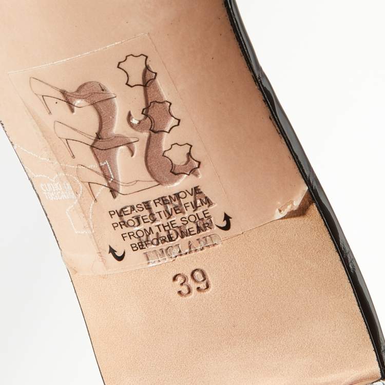 Pre Owned Gina Multicolor Crystal Embellished Leather Visage Slide Sandals Size 39