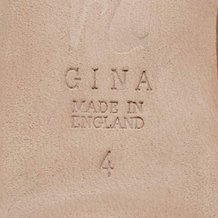 Pre Owned Gina Brown Python Leather Cordelia Flat Slides Size 37