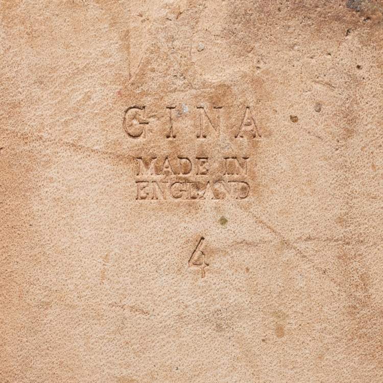 Pre Owned Gina Purple/Gold Crystals Embellished Patent Leather Flat Slides Size 37