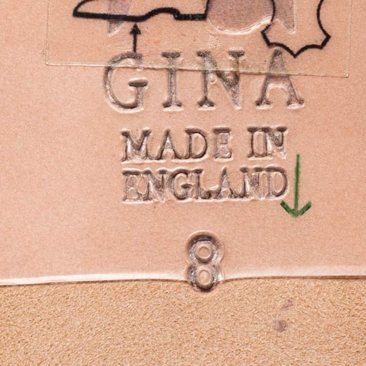 Pre Owned Gina Black Croc Embossed Patent Crystal Embellished  Loren Slides Size 41