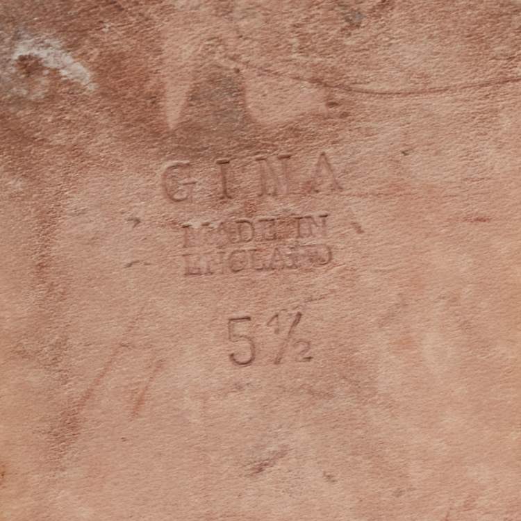 Pre Owned Gina Purple Leather Crystal Embellished Flat Slides Size 38.5