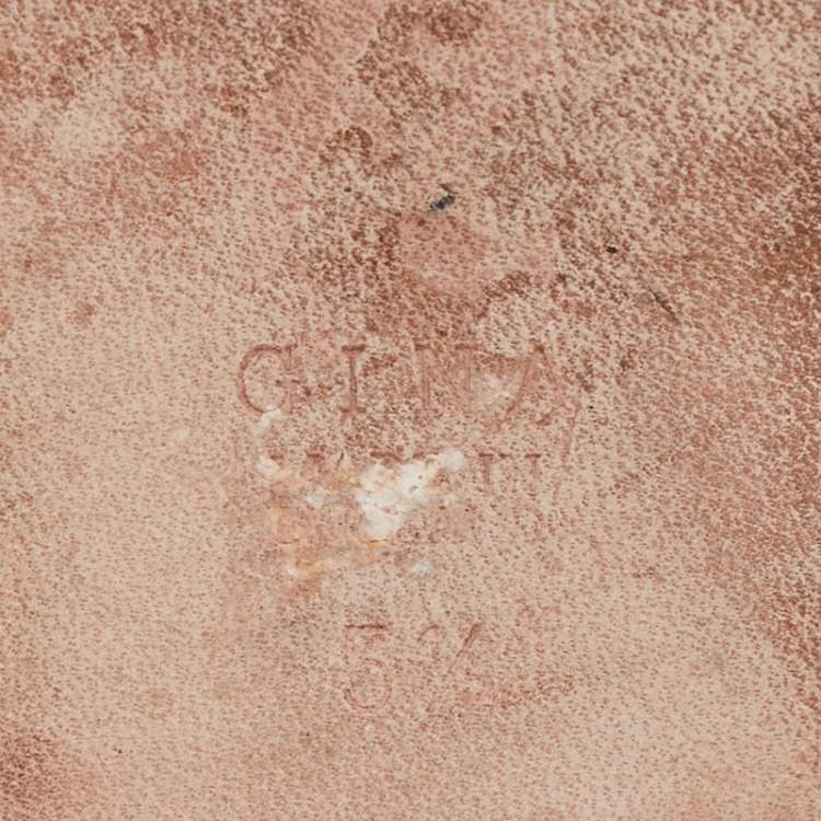 Pre Owned Gina Light Pink Crystal Embellished Leather Thong Flats Size 38.5