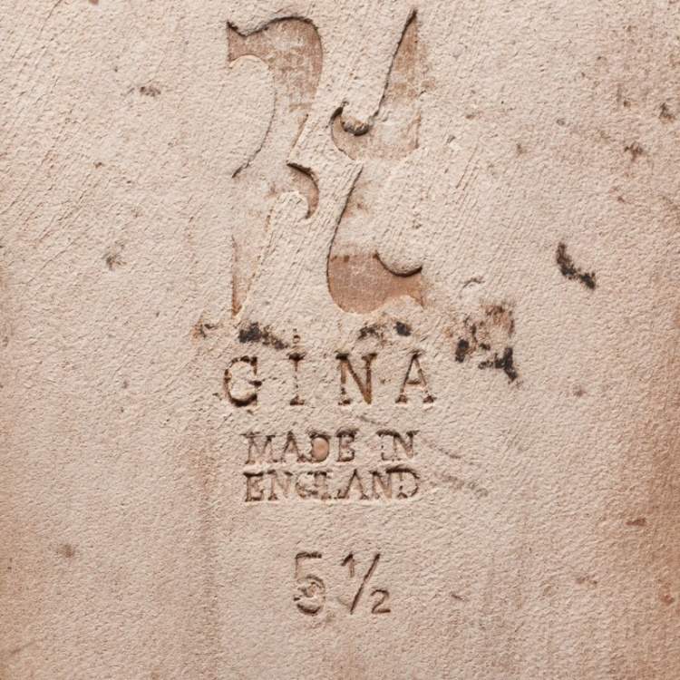 Pre Owned Gina  Black Patent Crystal Embellished  Sandals Size 38.5