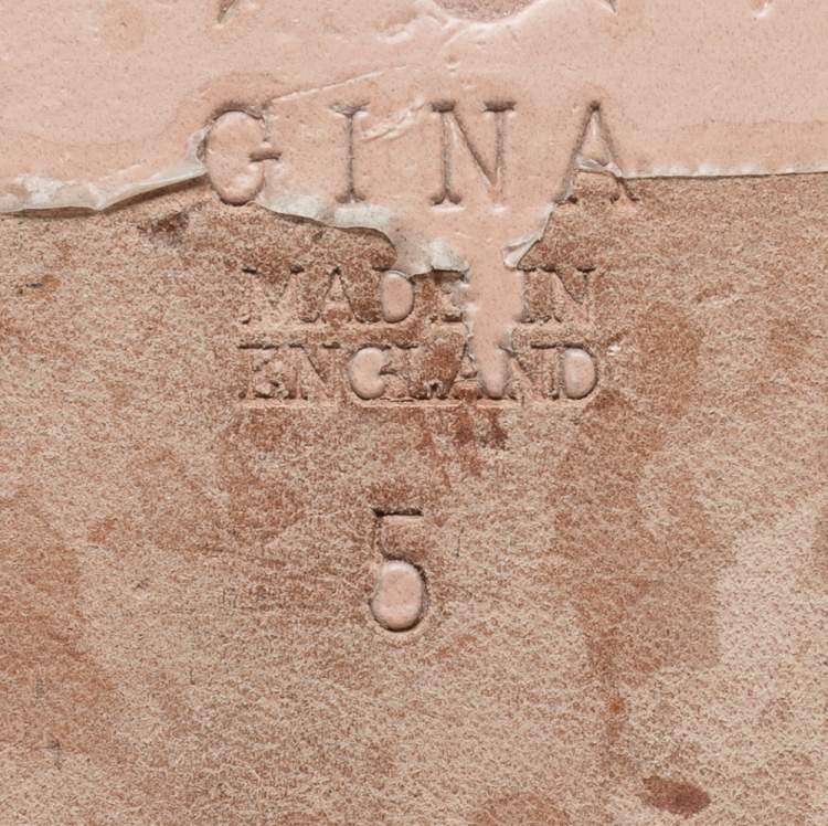 Pre Owned Gina Blue Crystal Embellished Leather Lexi Flat Slides Size 38