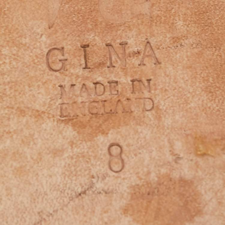 Pre Owned Gina Pink Crystal Embellished Leather Flat Slides Size 41 