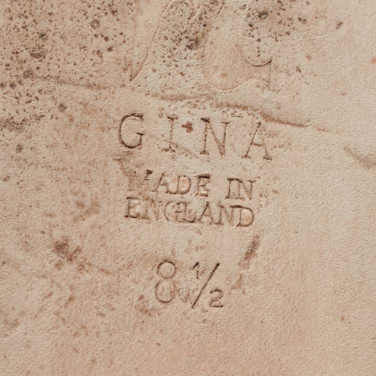 Pre Owned Gina Blue Crystal Embellished Leather Flat Slides Size 41.5