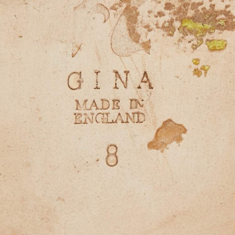 مملوكة مسبقًا Gina Silver Crystal Embellished Leather Flat Slides Size 41