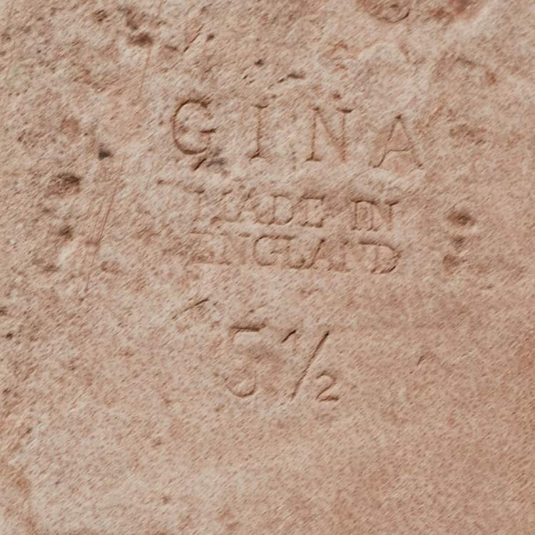 Pre Owned Gina Beige Patent Leather Loren Slide Flats Size 38.5 