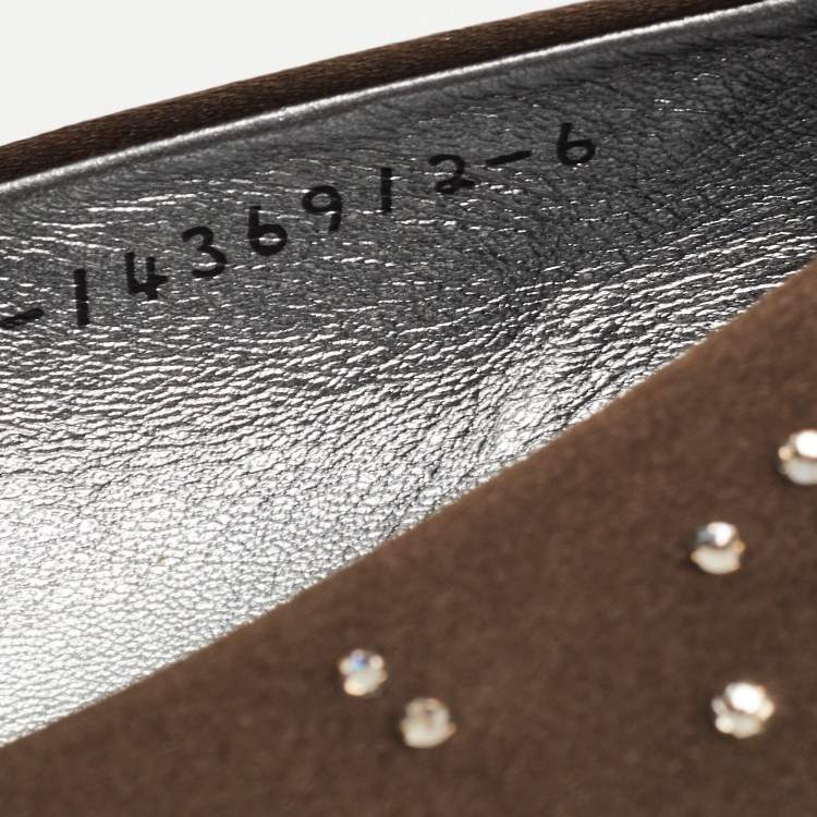 Pre Owned Gina Brown Satin Crystal Embellished Ballet Flats Size 39