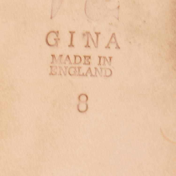 Pre Owned Gina Blush Pink Patent Crystal Embellished Flat Slides Size 41