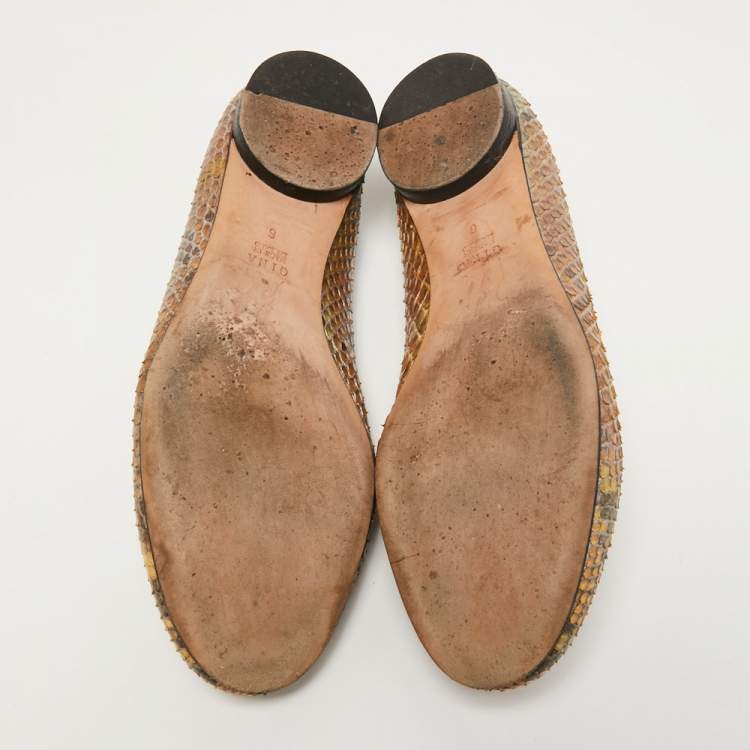 Pre Owned Gina Multicolor Python Smoking Slippers Size 39