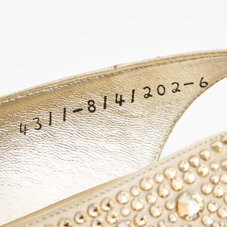 مملوكة مسبقًا Gina Gold Crystal Embellished Satin Platform Slingback Sandals Size 39